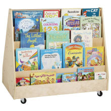 Kids Double Book Display Bookshelf With Wheels